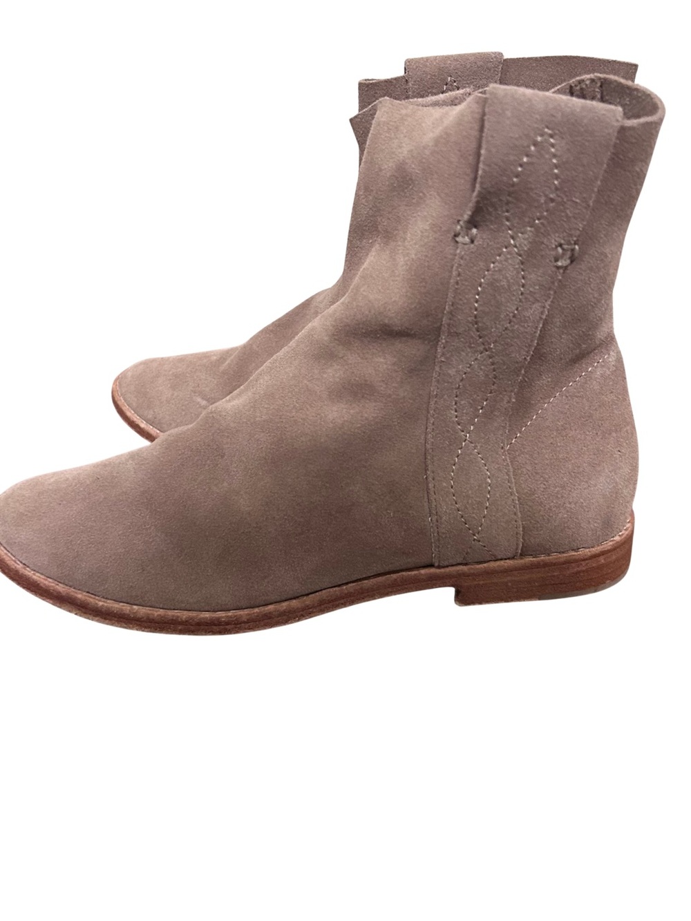 Joie Tan Brown Suede Flat Boots Ankle Booties Women’s Size 8